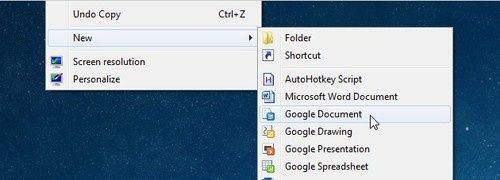 Añadir Google Docs al menú del botón derecho de Windows