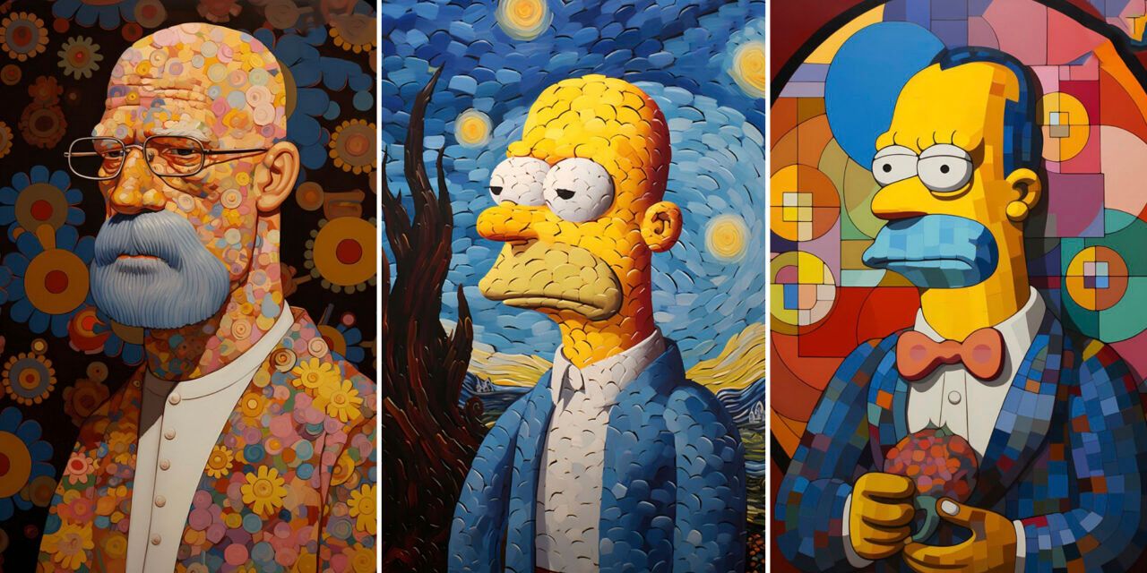 Una red neuronal mostró a Homer Simpson en el estilo de nueve artistas diferentes