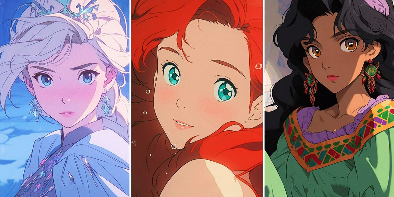 Una red neuronal ha transportado a 15 princesas Disney al mundo del anime de Ghibli