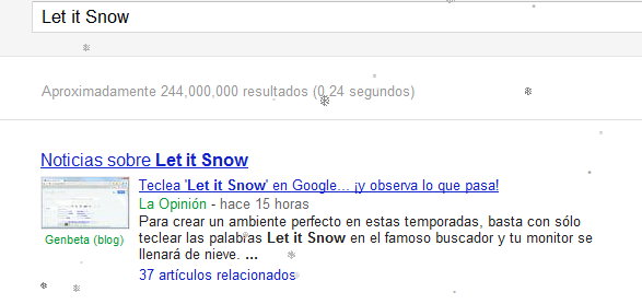 Escribe Let it snow en Google y mira lo que pasa